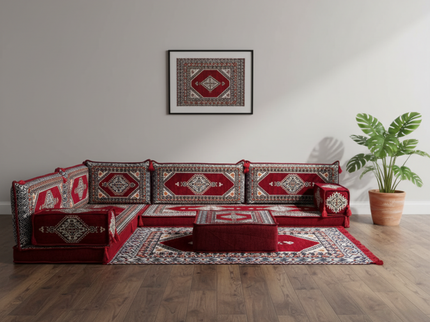 Topkapi L-shaped Arabic floor sofa, Red 4-inch, photo 4