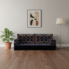 Arabic Loveseat Sofa Set – Navy Loveseat Set with 4 and 8 Inch Cushion Options