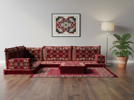 Bukhara L-shaped Arabic floor sofa, Burgundy 4-inch, photo 4
