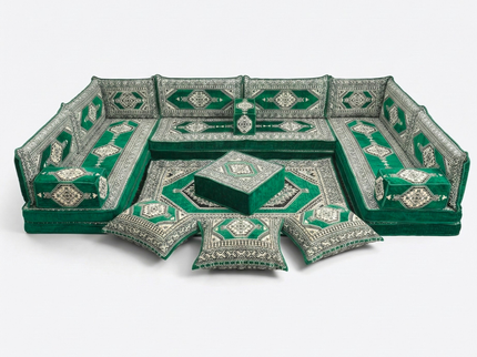 Topkapi U-shaped Arabic floor sofa, Green 8-inch, photo 1