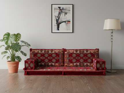 Bukhara Arabic majlis loveseat set, Burgundy, photo 5