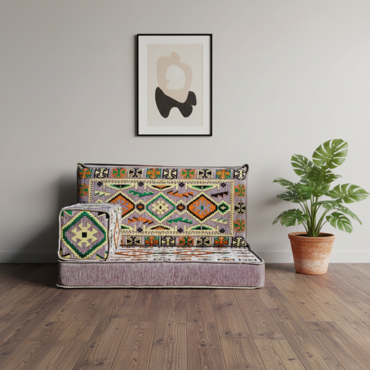 Arabic Half Loveseat Sofa – Gray Half Loveseat with 4 and 8 Inch Cushion Options