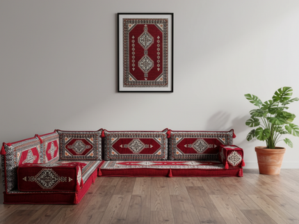 Topkapi L-shaped Arabic floor sofa, Red 4-inch, photo 2