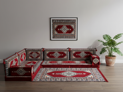 Topkapi L-shaped Arabic floor sofa, Red 4-inch, photo 3