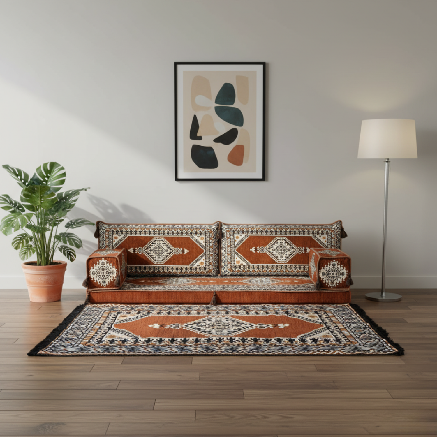 Arabic Loveseat Sofa Set – Brown Loveseat Set with 4 and 8 Inch Cushion Options