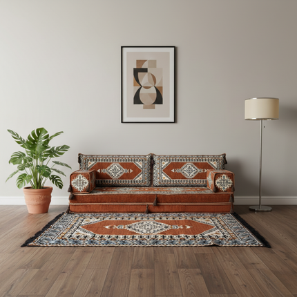 Arabic Loveseat Sofa Set – Brown Loveseat Set with 4 and 8 Inch Cushion Options