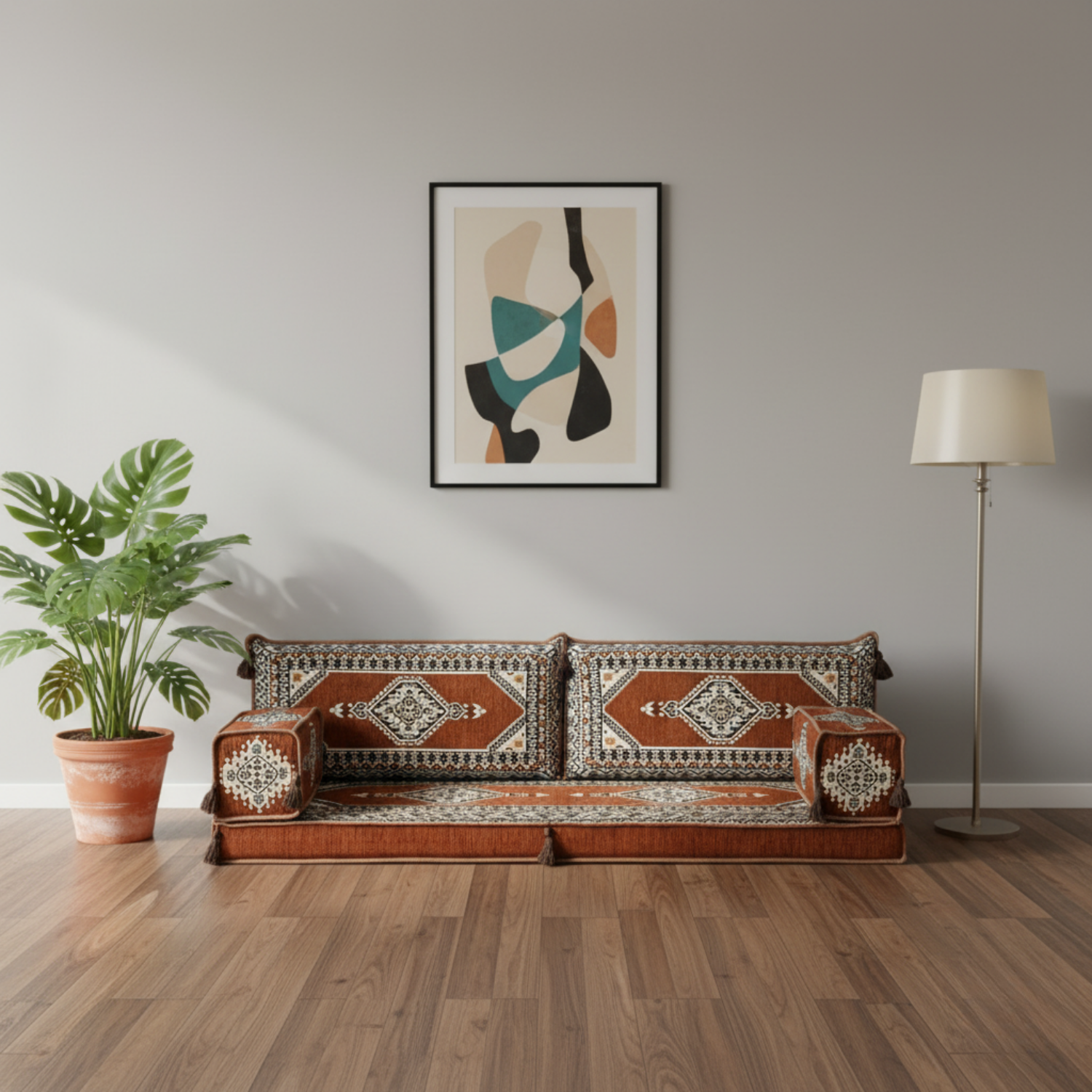 Arabic Loveseat Sofa Set – Brown Loveseat Set with 4 and 8 Inch Cushion Options