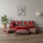 Arabic Loveseat Sofa Set – Red Loveseat Set with 4 and 8 Inch Cushion Options