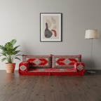 Arabic Loveseat Sofa Set – Red Loveseat Set with 4 and 8 Inch Cushion Options