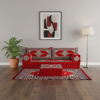 Arabic Loveseat Sofa Set – Red Loveseat Set with 4 and 8 Inch Cushion Options