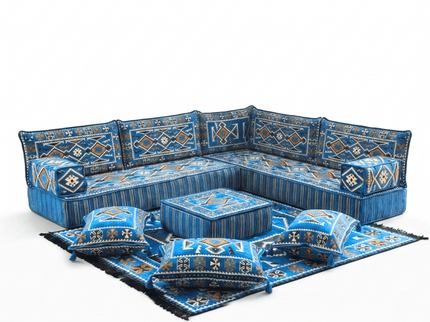 Cappadocia Kilim L-shaped Arabic floor sofa, Light Blue 8-inch, photo 1
