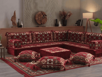 Bukhara L-shaped Arabic floor sofa, Burgundy 8-inch, photo 3