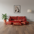 Arabic Loveseat Sofa Set – Red Loveseat Set with 4 and 8 Inch Cushion Options