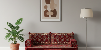 Arabic Loveseat Sofa Set – Maroon Loveseat Set with 4 and 8 Inch Cushion Options