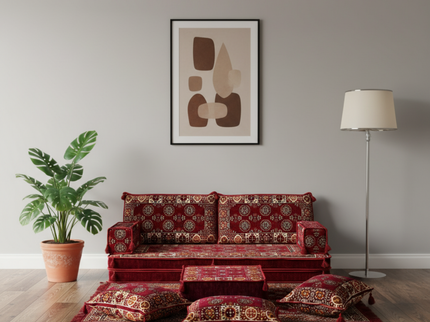 Bukhara Arabic majlis loveseat set, Burgundy, photo 1