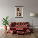 Arabic Loveseat Sofa Set – Maroon Loveseat Set with 4 and 8 Inch Cushion Options