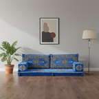 Arabic Loveseat Sofa Set – Blue Loveseat Set with 4 and 8 Inch Cushion Options