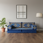Arabic Loveseat Sofa Set – Blue Loveseat Set with 4 and 8 Inch Cushion Options