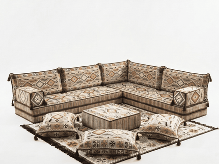 Cappadocia Kilim L-shaped Arabic floor sofa, Light Brown 8-inch, photo 1