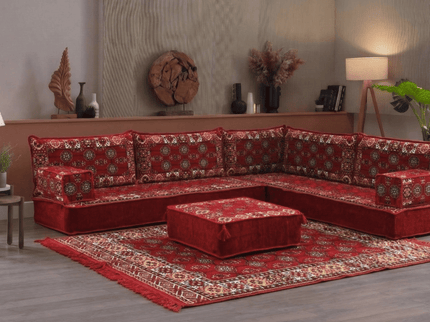 Bukhara L-shaped Arabic floor sofa, Burgundy 8-inch, photo 4