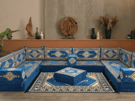 Topkapi U-shaped Arabic floor sofa, Blue 8-inch, photo 4