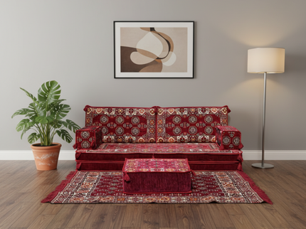 Bukhara Arabic majlis loveseat set, Burgundy, photo 6