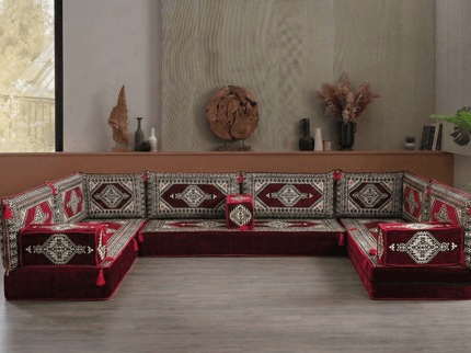 Topkapi U-shaped Arabic floor sofa, Burgundy 8-inch, photo 6