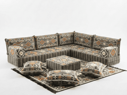 Cappadocia Kilim L-shaped Arabic floor sofa, Dark Gray 8-inch, photo 1