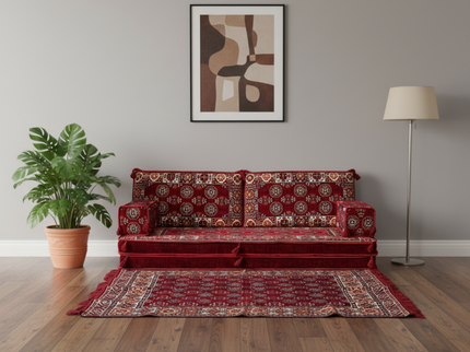 Bukhara Arabic majlis loveseat set, Burgundy, photo 7