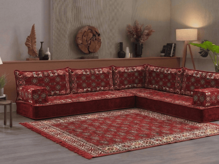 Bukhara L-shaped Arabic floor sofa, Burgundy 8-inch, photo 5