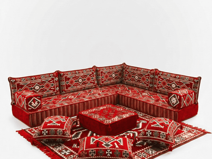 Cappadocia Kilim L-shaped Arabic floor sofa, Red 8-inch, photo 1