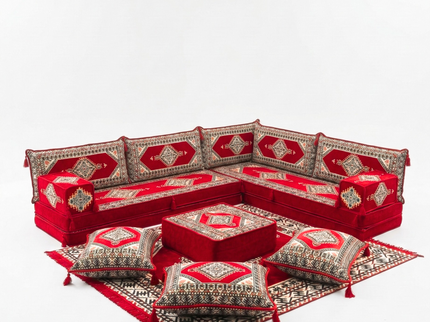 Topkapi L-shaped Arabic floor sofa, Red 8-inch, photo 1