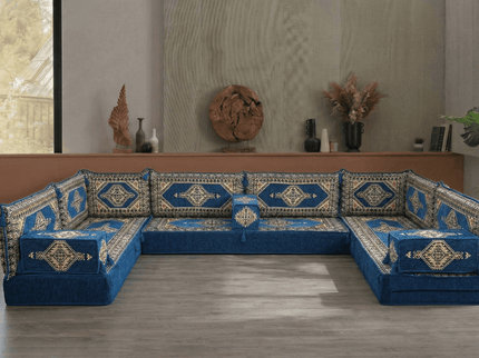 Topkapi U-shaped Arabic floor sofa, Blue 8-inch, photo 6