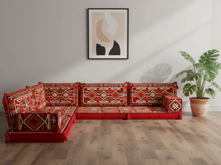 Cappadocia Kilim L-shaped Arabic floor sofa, Burgundy 4-inch, photo 4