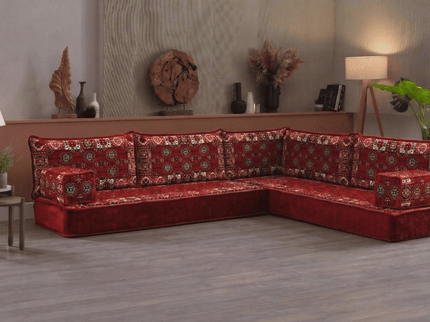 Bukhara L-shaped Arabic floor sofa, Burgundy 8-inch, photo 6