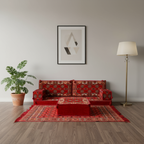 Arabic Loveseat Sofa Set – Red Loveseat Set with 4 and 8 Inch Cushion Options