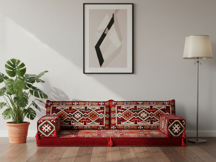 Cappadocia Kilim Arabic majlis loveseat, Burgundy, photo 2