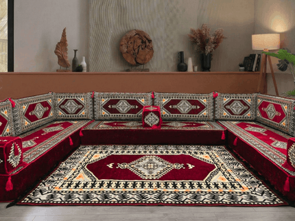 Topkapi U-shaped Arabic floor sofa, Burgundy 8-inch, photo 5