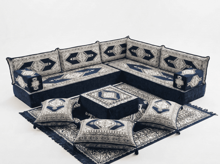 Topkapi L-shaped Arabic floor sofa, Navy 8-inch, photo 1