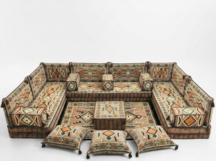 Cappadocia Kilim U-shaped Arabic floor sofa, Light Brown 8-inch, photo 5