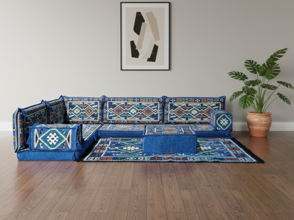 Cappadocia Kilim L-shaped Arabic floor sofa, Blue 4-inch, photo 2