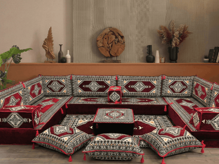Topkapi U-shaped Arabic floor sofa, Burgundy 8-inch, photo 2