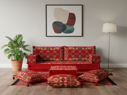 Bukhara Arabic majlis loveseat set, Red, photo 1