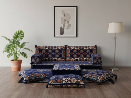 Bukhara Arabic majlis loveseat set, Navy, photo 2