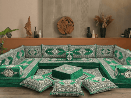 Topkapi U-shaped Arabic floor sofa, Green 8-inch, photo 2
