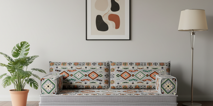 Arabic Loveseat Sofa – Gray Loveseat with 4 and 8 Inch Cushion Options
