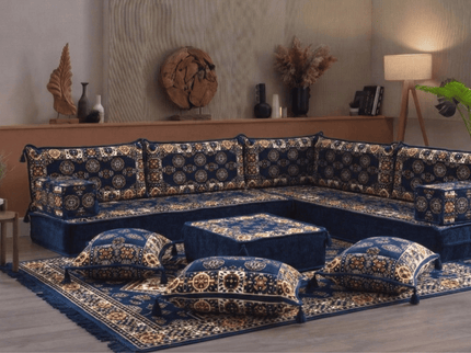 Bukhara L-shaped Arabic floor sofa, Navy 8-inch, photo 3
