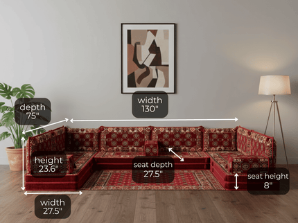 Bukhara U-shaped Arabic floor sofa, 8-inch, photo 3