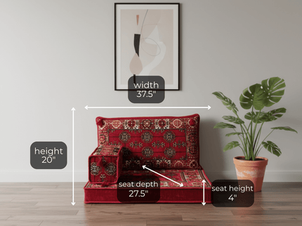 Bukhara Arabic majlis half loveseat, Red, photo 2