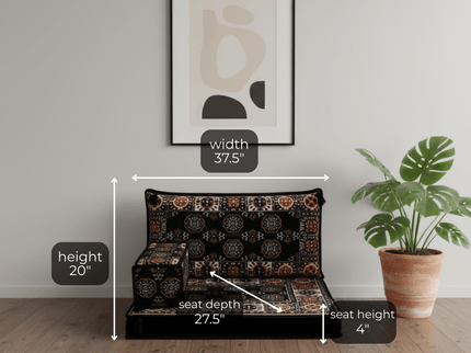 Bukhara Arabic majlis half loveseat, Navy, photo 2